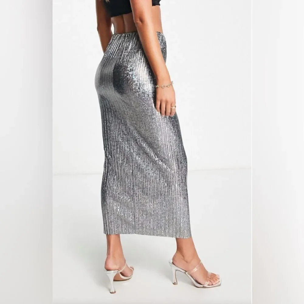 Topshop iridescent pleated midi skirt US size 2